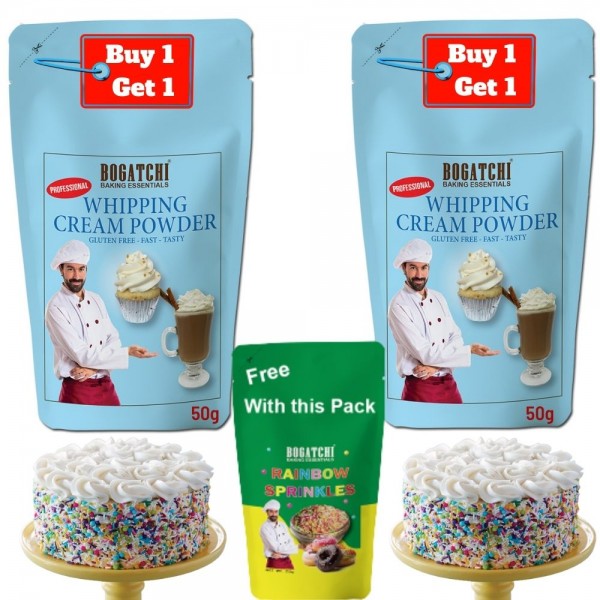 Whipping Cream for cake - 50g, Buy 1 Get 1 + FREE Rainbow Sprinkler(25g)